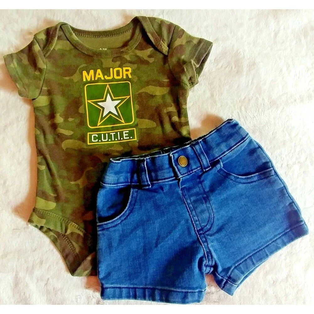 shirt shorts 0 to 3 months baby Camouflage short sleeve Garanimals Jean shorts